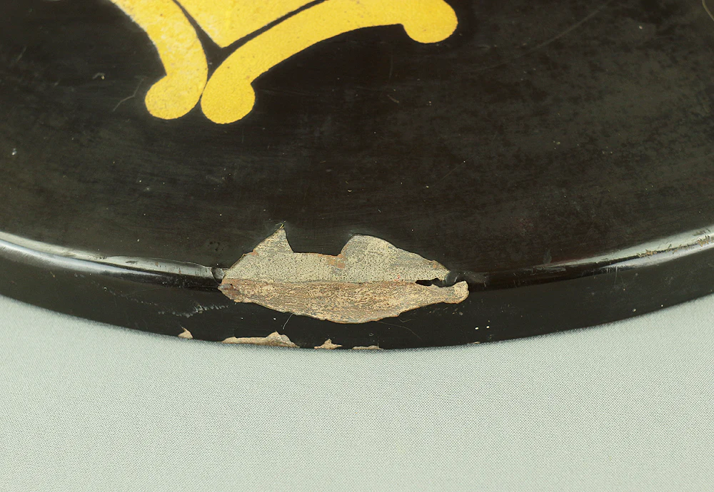 Jingasa Japanese Samurai hat helmet Gold, Black, Vermilion Lacquer Crest of 'Outside Four Handles and Nail Puller Shape' Sotoyotsu Kanni Kuginuki V724 - Image 15