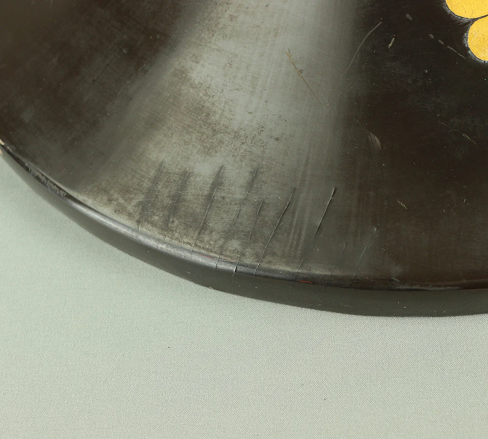 Jingasa Japanese Samurai hat helmet Gold, Black, Vermilion Lacquer Crest of 'Outside Four Handles and Nail Puller Shape' Sotoyotsu Kanni Kuginuki V724 - Image 16