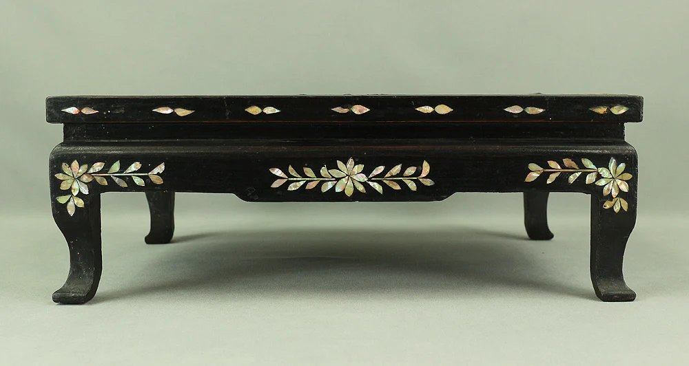 Korean Antique Art decorative Flower stand inlaid Raden, mother of pearl / Moon, Cranes, Pine Tree Scenery design V685 - Image 12
