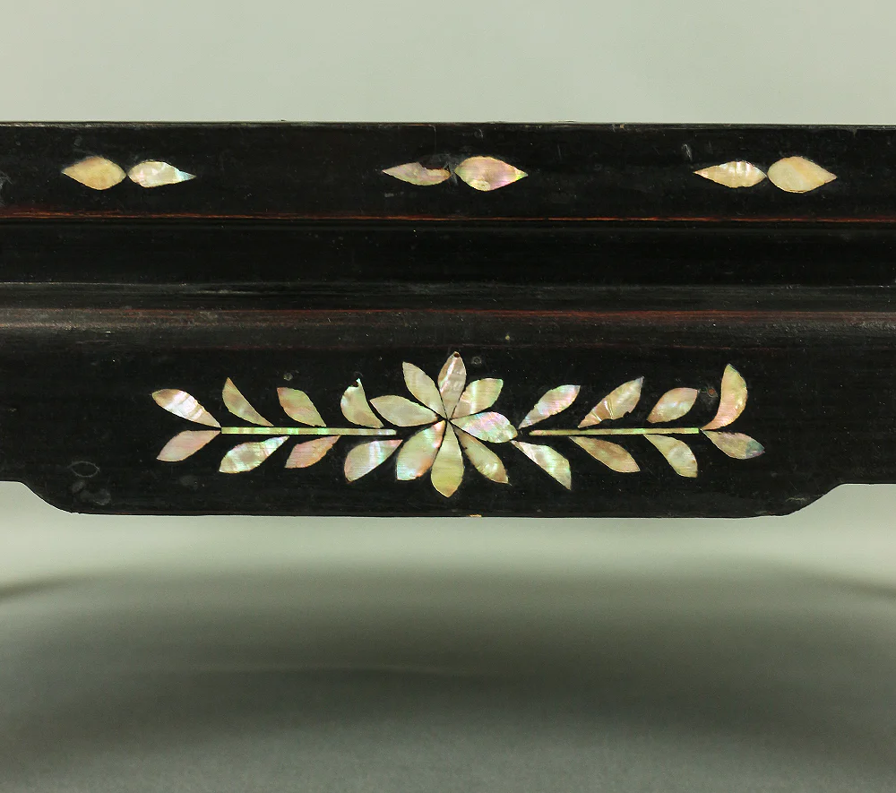 Korean Antique Art decorative Flower stand inlaid Raden, mother of pearl / Moon, Cranes, Pine Tree Scenery design V685 - Image 14