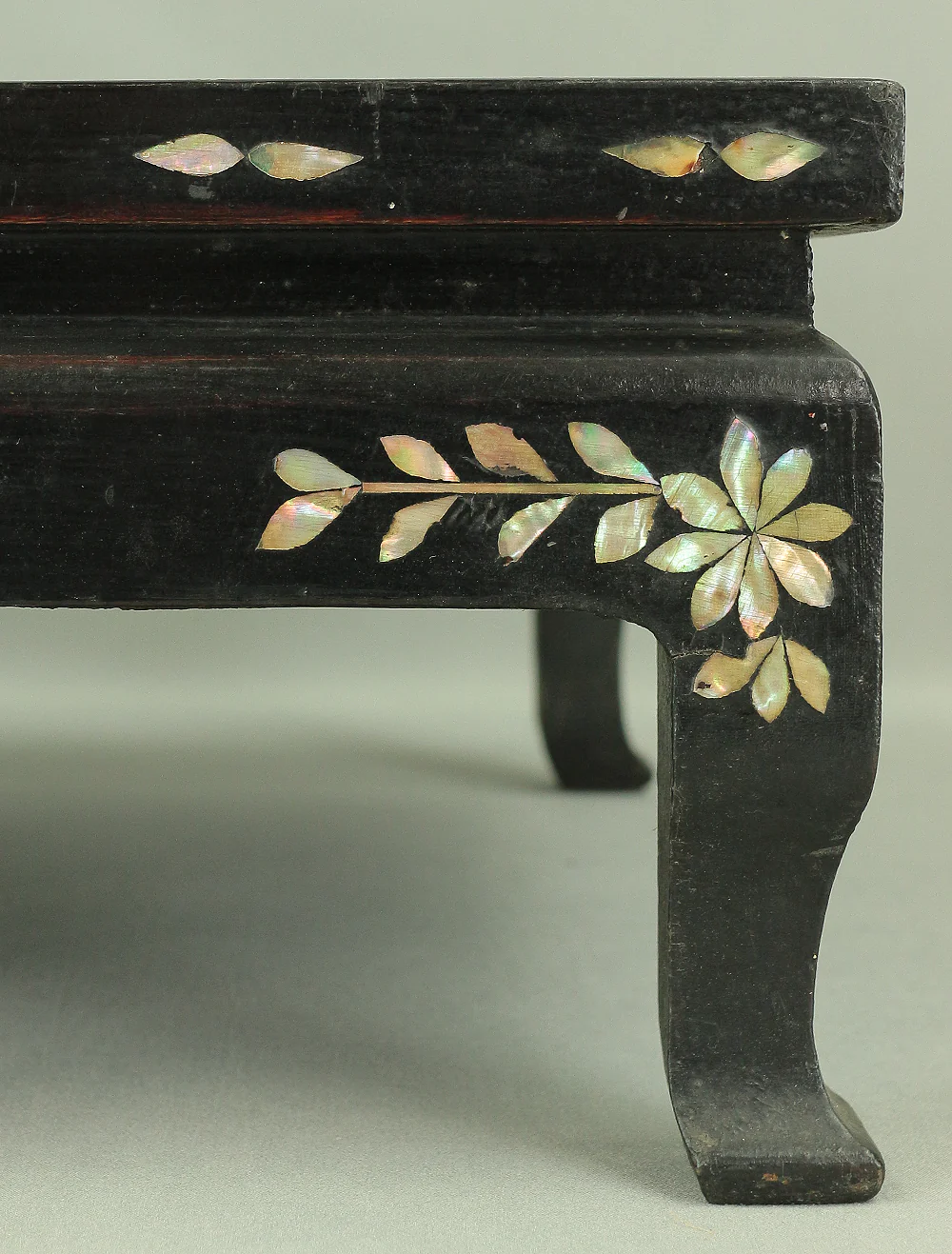 Korean Antique Art decorative Flower stand inlaid Raden, mother of pearl / Moon, Cranes, Pine Tree Scenery design V685 - Image 15