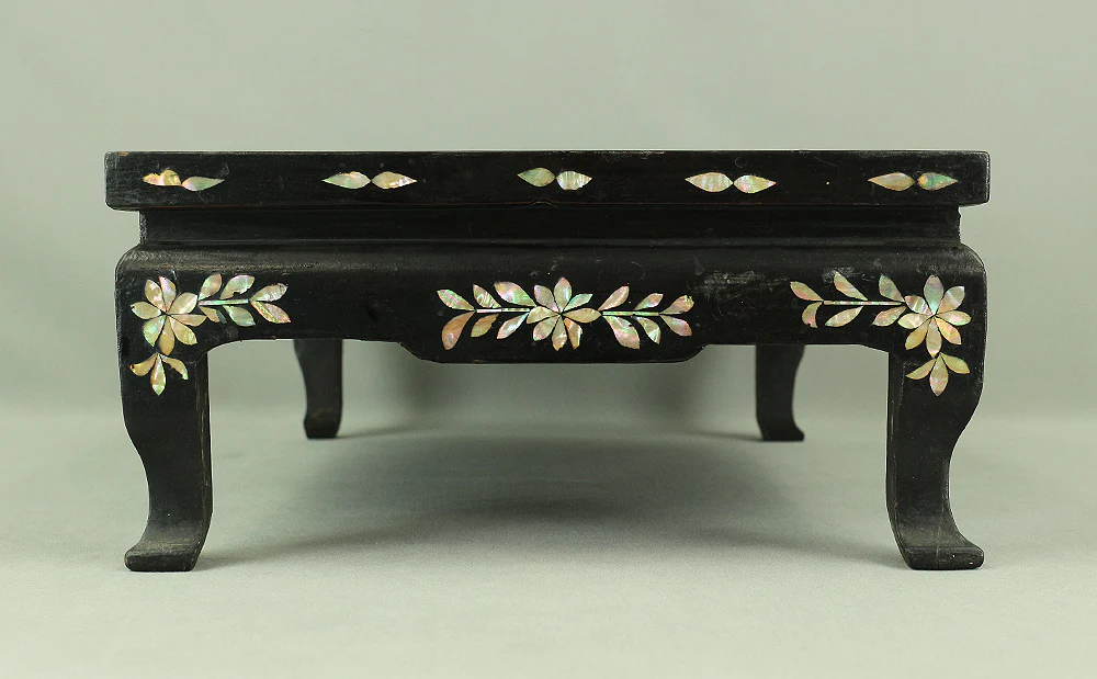 Korean Antique Art decorative Flower stand inlaid Raden, mother of pearl / Moon, Cranes, Pine Tree Scenery design V685 - Image 16