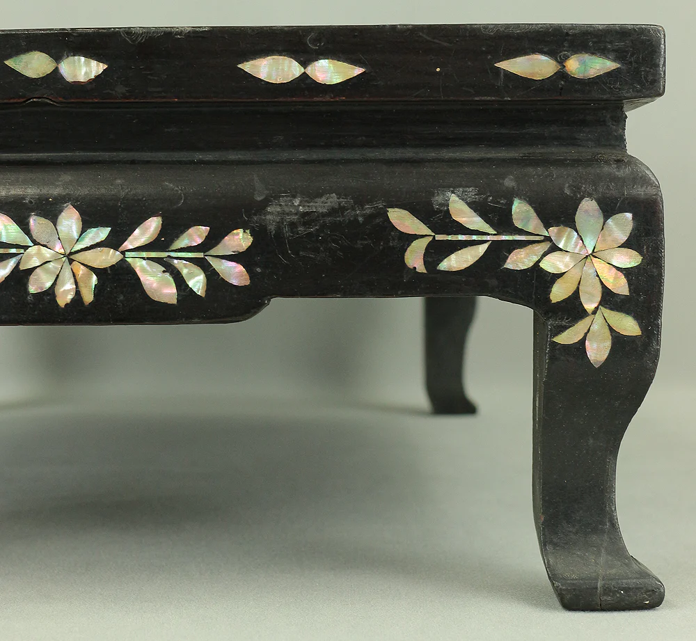 Korean Antique Art decorative Flower stand inlaid Raden, mother of pearl / Moon, Cranes, Pine Tree Scenery design V685 - Image 18