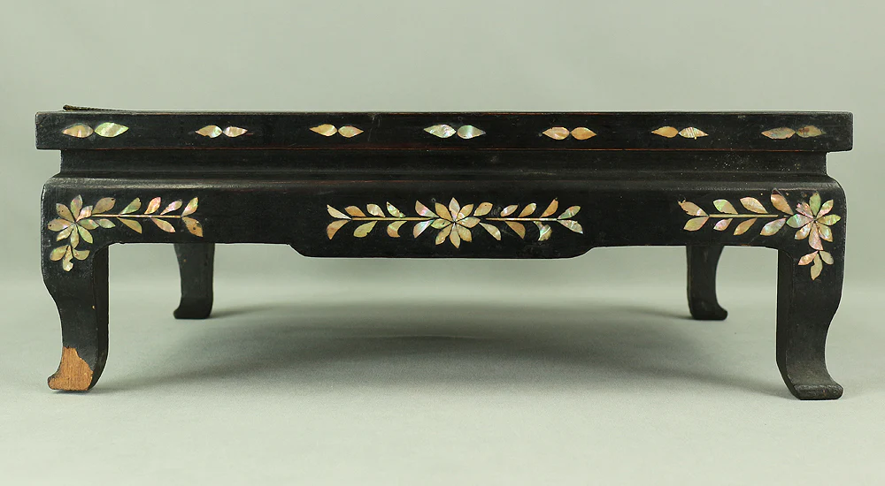 Korean Antique Art decorative Flower stand inlaid Raden, mother of pearl / Moon, Cranes, Pine Tree Scenery design V685 - Image 19