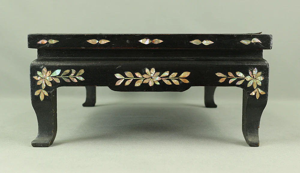 Korean Antique Art decorative Flower stand inlaid Raden, mother of pearl / Moon, Cranes, Pine Tree Scenery design V685 - Image 20