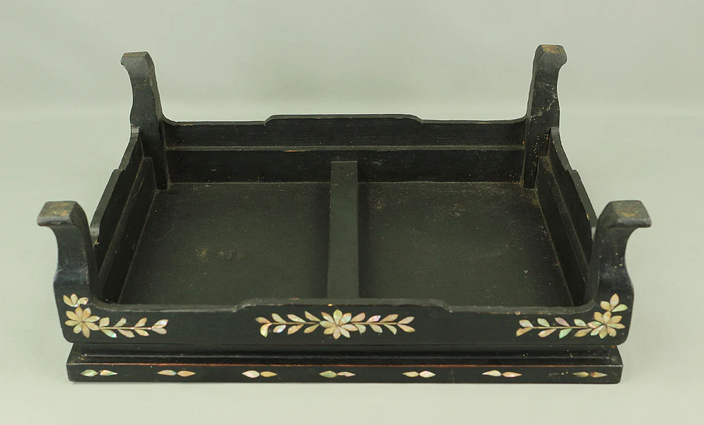 Korean Antique Art decorative Flower stand inlaid Raden, mother of pearl / Moon, Cranes, Pine Tree Scenery design V685 - Image 21