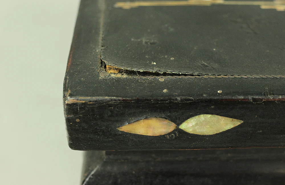 Korean Antique Art decorative Flower stand inlaid Raden, mother of pearl / Moon, Cranes, Pine Tree Scenery design V685 - Image 23