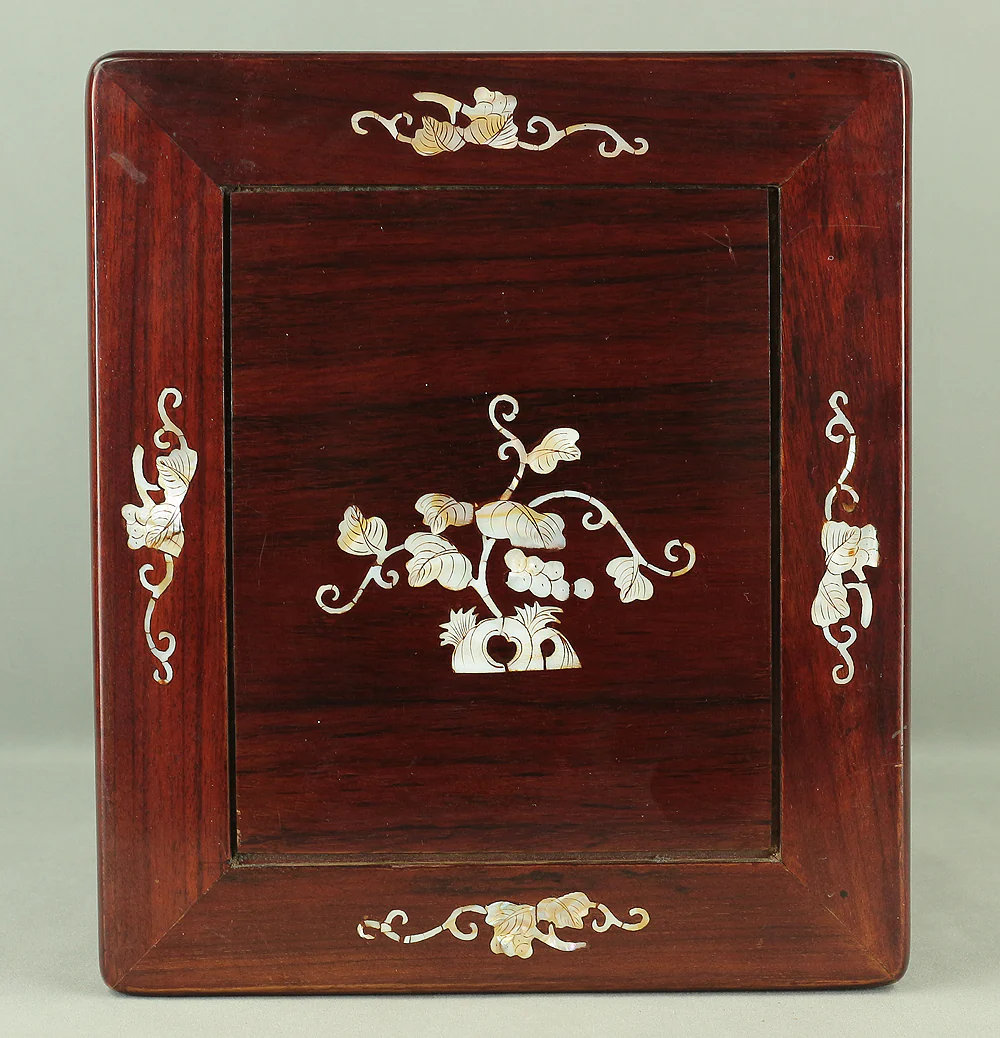 Korean art Cabinet inlaid Raden, mother of pearl Grape design Small Tansu Three Drawers V732 - Image 25