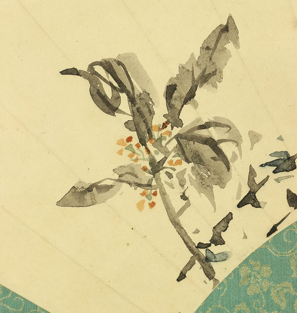 野口小蘋 NOGUCHI SHOHIN Female painter Age 1913 Fan surface - Flowers with Box W309 Japanese antique art kakejiku kakemono wall hanging scroll - Image 10