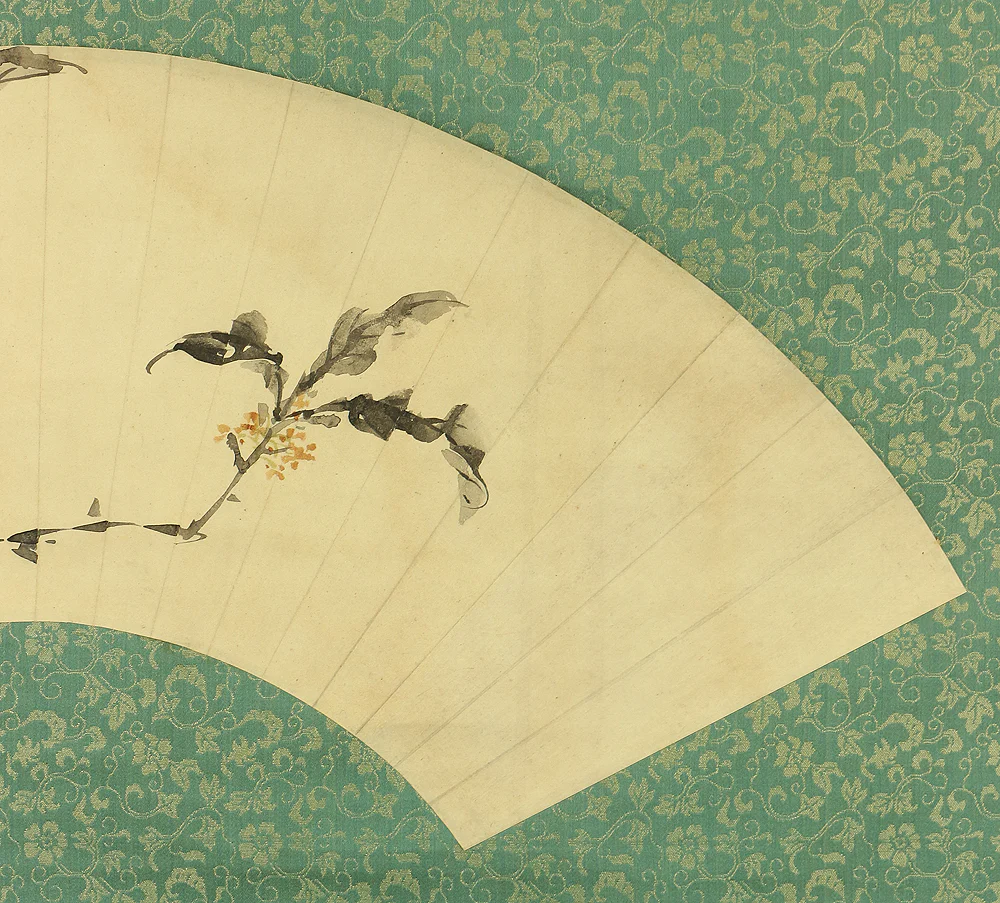 野口小蘋 NOGUCHI SHOHIN Female painter Age 1913 Fan surface - Flowers with Box W309 Japanese antique art kakejiku kakemono wall hanging scroll - Image 6