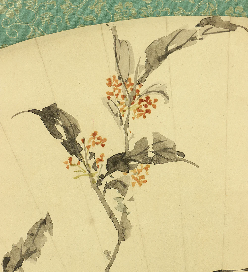 野口小蘋 NOGUCHI SHOHIN Female painter Age 1913 Fan surface - Flowers with Box W309 Japanese antique art kakejiku kakemono wall hanging scroll - Image 9