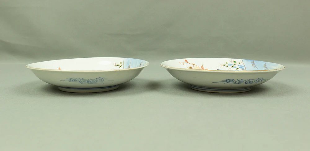 Old KO-IMARI NISHIKI Multi-colored Japanese Plates 5pcs Cherry & Birds with Box V367 / Dish Plants Butterfly Tableware Pottery - Image 7