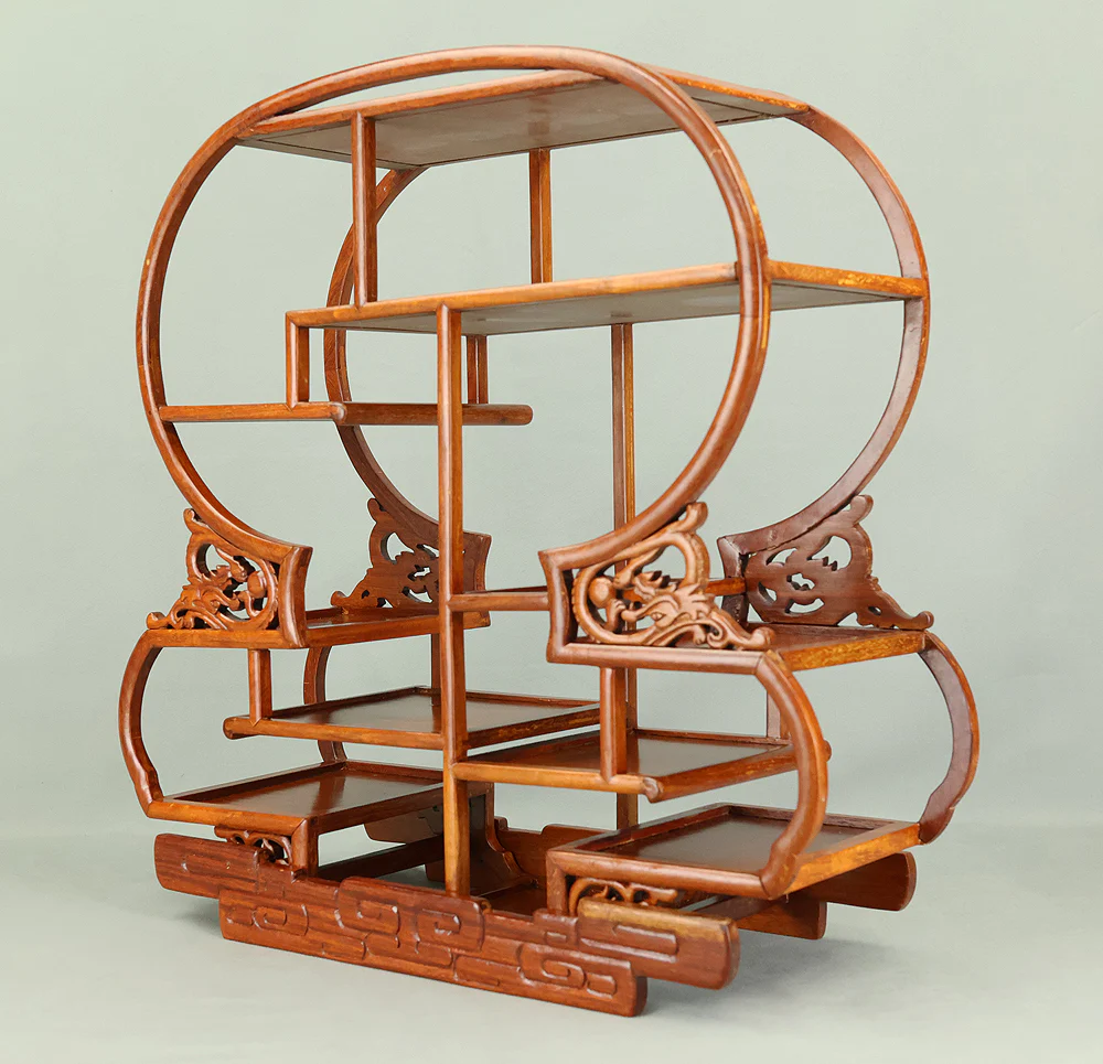 Openwork Curio Display Shelf Chigai-dana Style Bonsai and Art Stand VB105 - Image 10