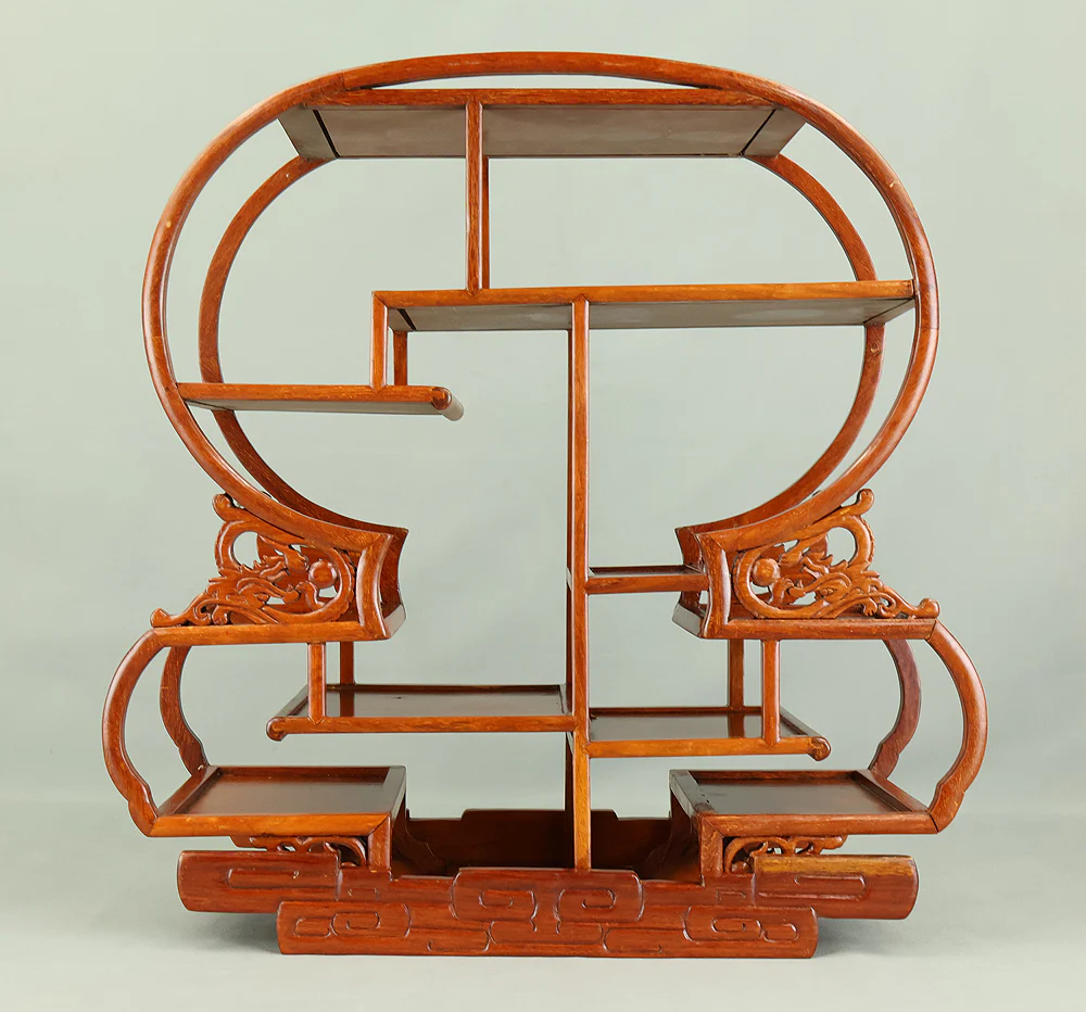 Openwork Curio Display Shelf Chigai-dana Style Bonsai and Art Stand VB105 - Image 11