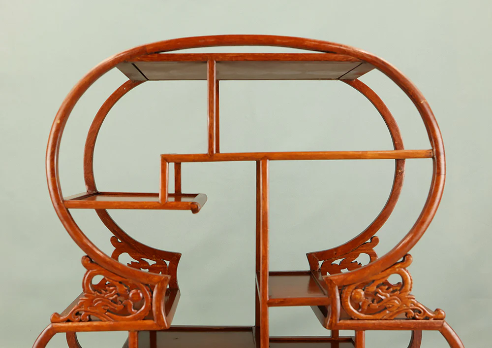 Openwork Curio Display Shelf Chigai-dana Style Bonsai and Art Stand VB105 - Image 12