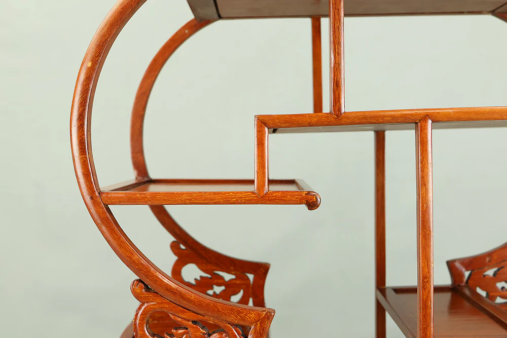 Openwork Curio Display Shelf Chigai-dana Style Bonsai and Art Stand VB105 - Image 14