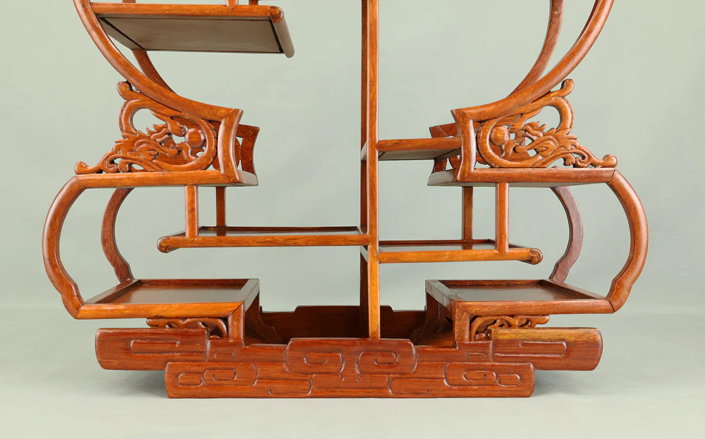 Openwork Curio Display Shelf Chigai-dana Style Bonsai and Art Stand VB105 - Image 16