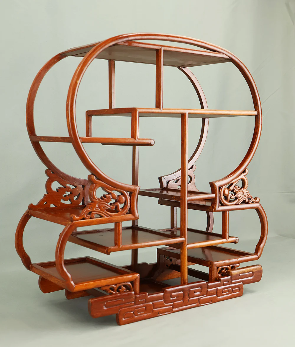 Openwork Curio Display Shelf Chigai-dana Style Bonsai and Art Stand VB105 - Image 21