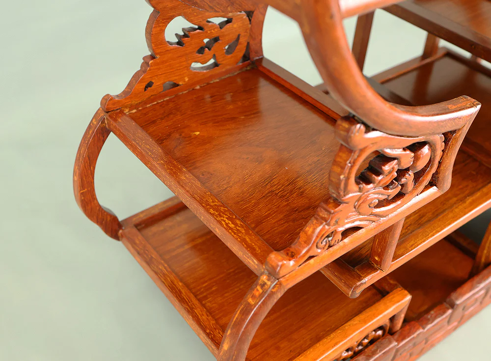 Openwork Curio Display Shelf Chigai-dana Style Bonsai and Art Stand VB105 - Image 24