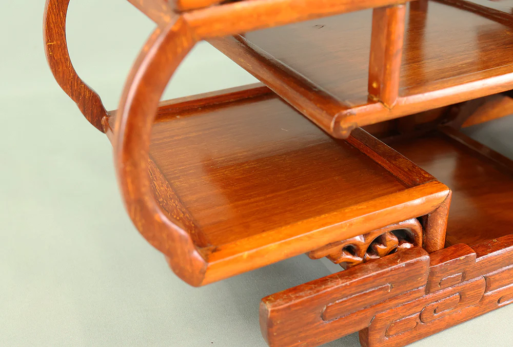 Openwork Curio Display Shelf Chigai-dana Style Bonsai and Art Stand VB105 - Image 26