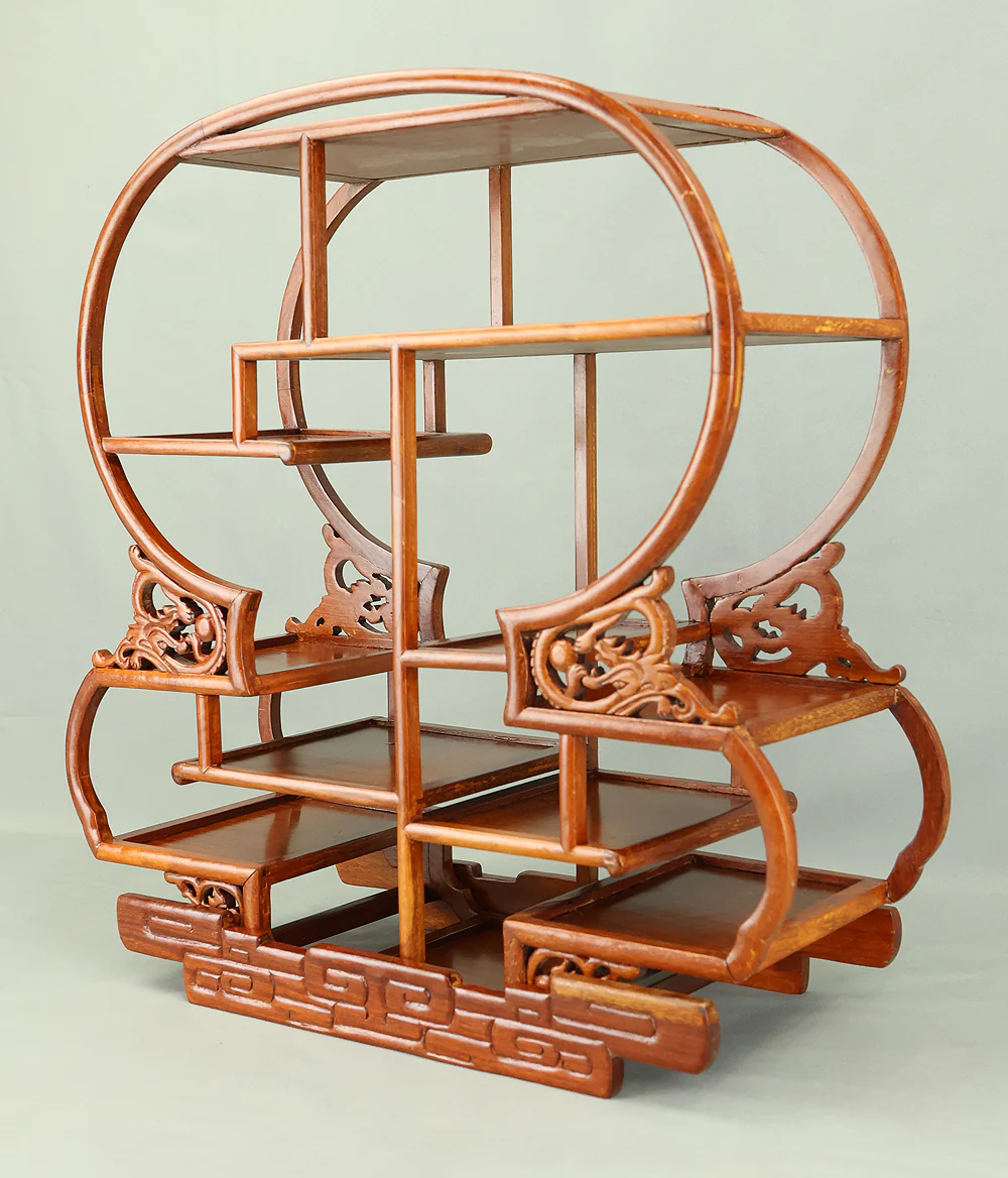 Openwork Curio Display Shelf Chigai-dana Style Bonsai and Art Stand VB105 - Image 28