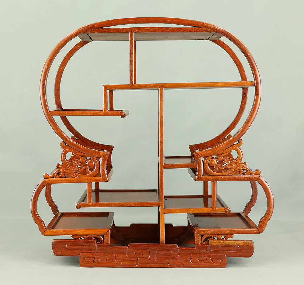 Openwork Curio Display Shelf Chigai-dana Style Bonsai and Art Stand VB105 - Image 3