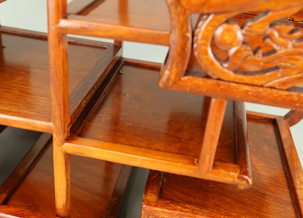 Openwork Curio Display Shelf Chigai-dana Style Bonsai and Art Stand VB105 - Image 33