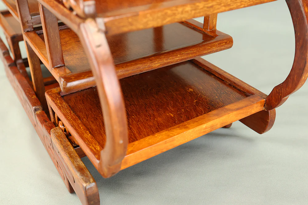 Openwork Curio Display Shelf Chigai-dana Style Bonsai and Art Stand VB105 - Image 34