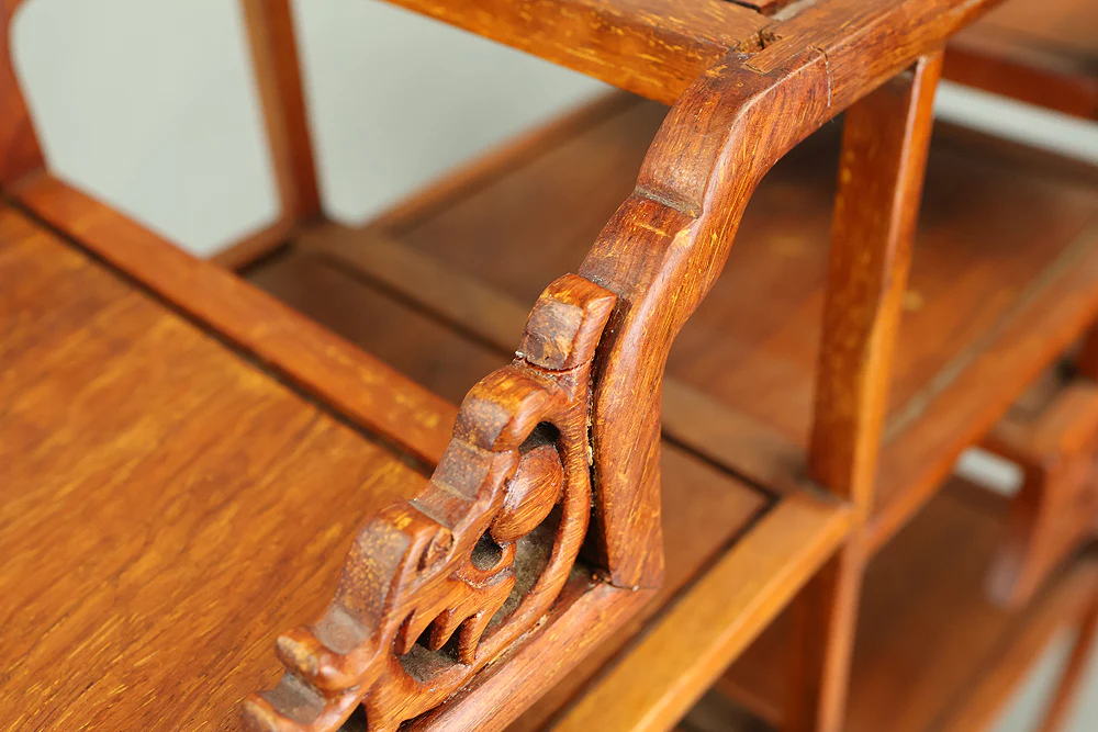 Openwork Curio Display Shelf Chigai-dana Style Bonsai and Art Stand VB105 - Image 36