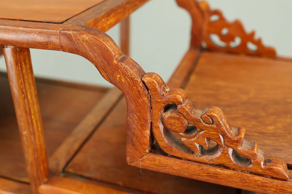 Openwork Curio Display Shelf Chigai-dana Style Bonsai and Art Stand VB105 - Image 37