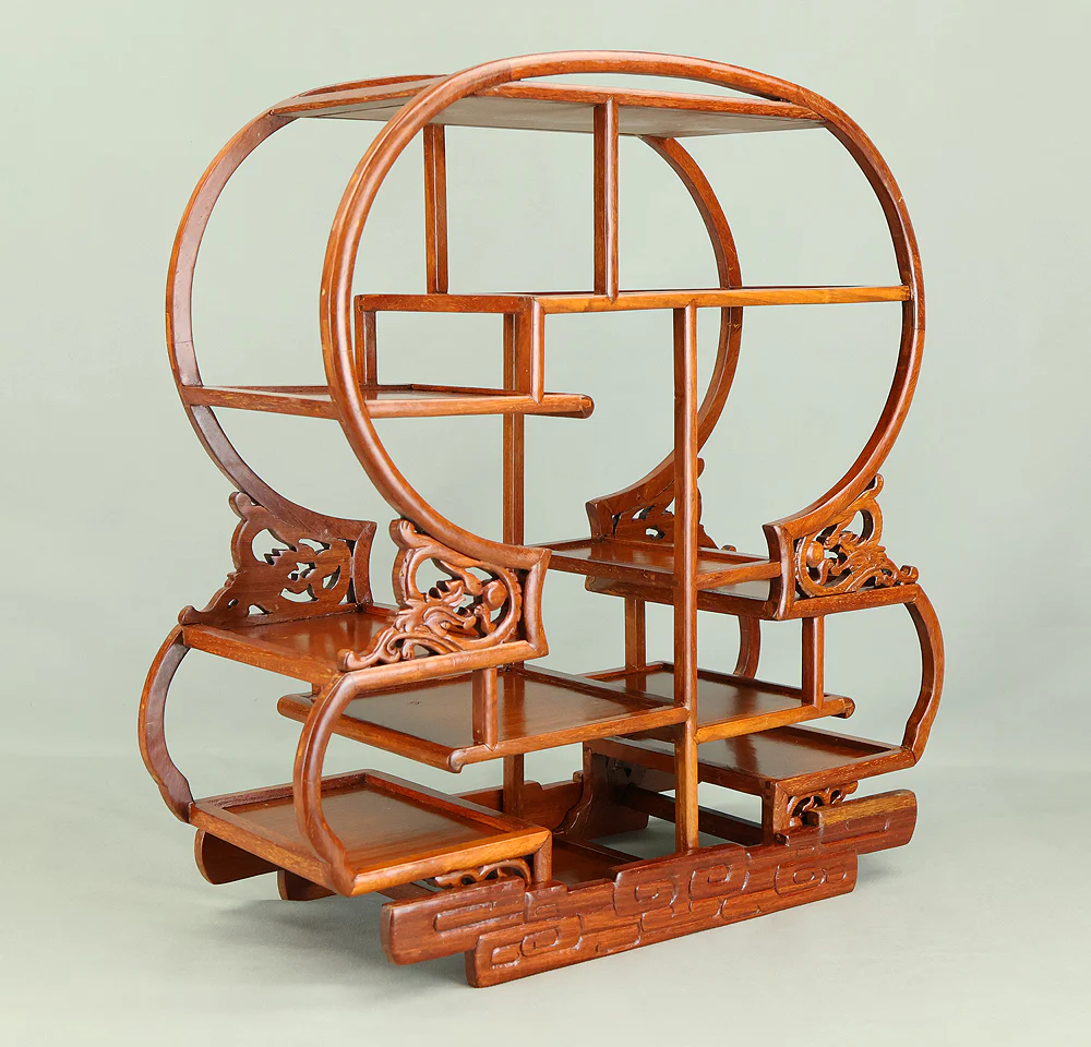 Openwork Curio Display Shelf Chigai-dana Style Bonsai and Art Stand VB105 - Image 4