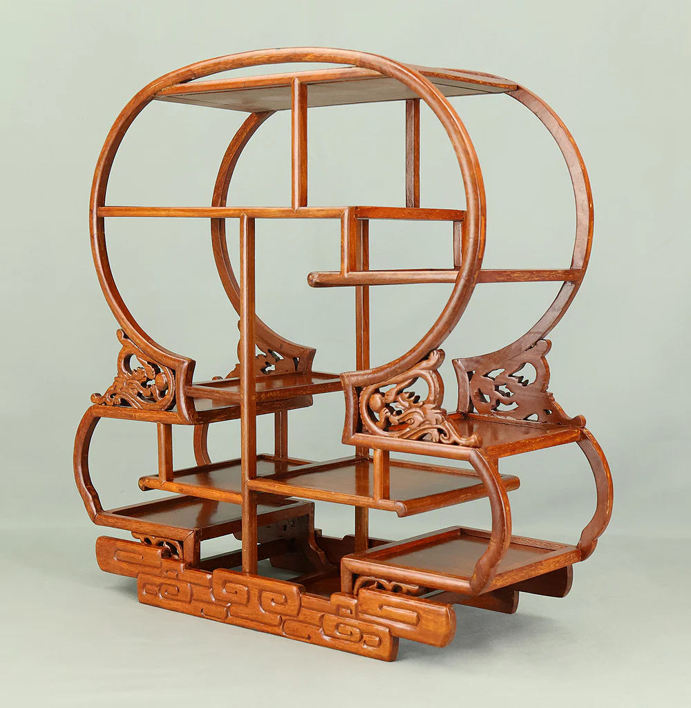 Openwork Curio Display Shelf Chigai-dana Style Bonsai and Art Stand VB105 - Image 6