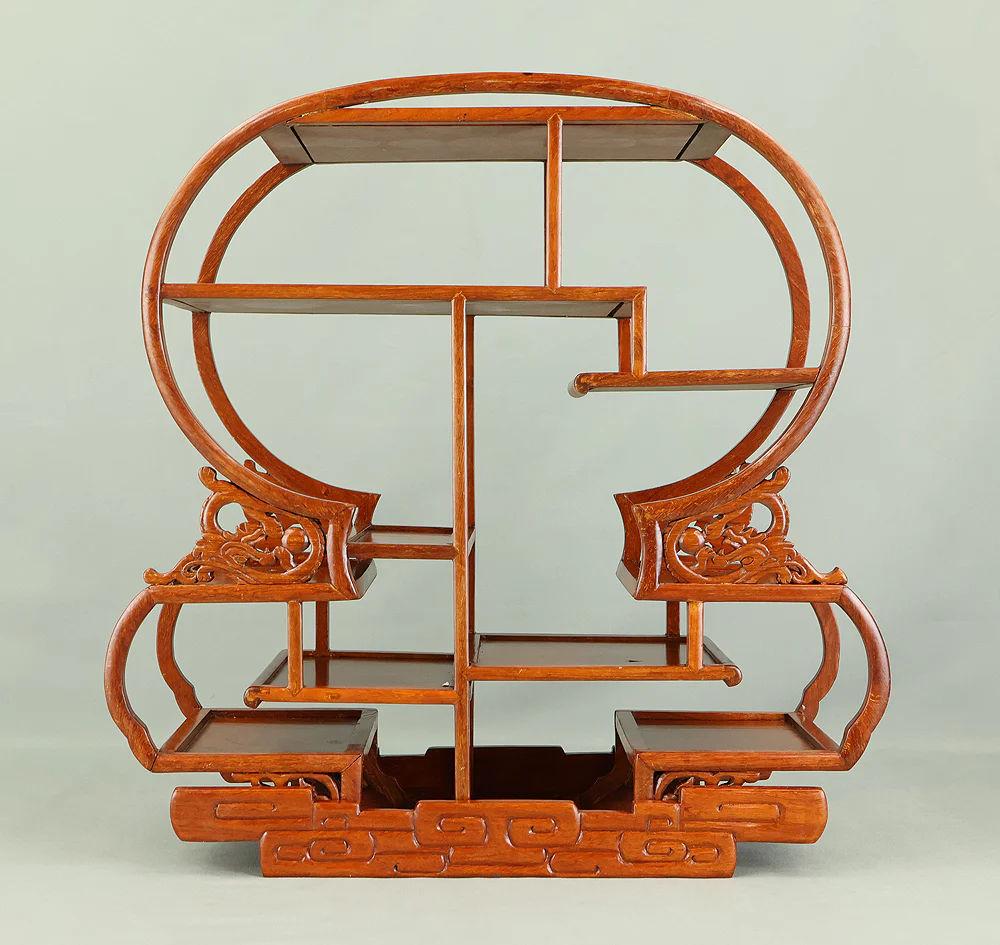 Openwork Curio Display Shelf Chigai-dana Style Bonsai and Art Stand VB105 - Image 7