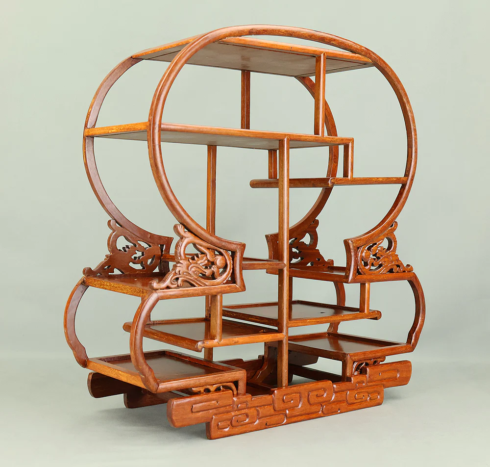 Openwork Curio Display Shelf Chigai-dana Style Bonsai and Art Stand VB105 - Image 8