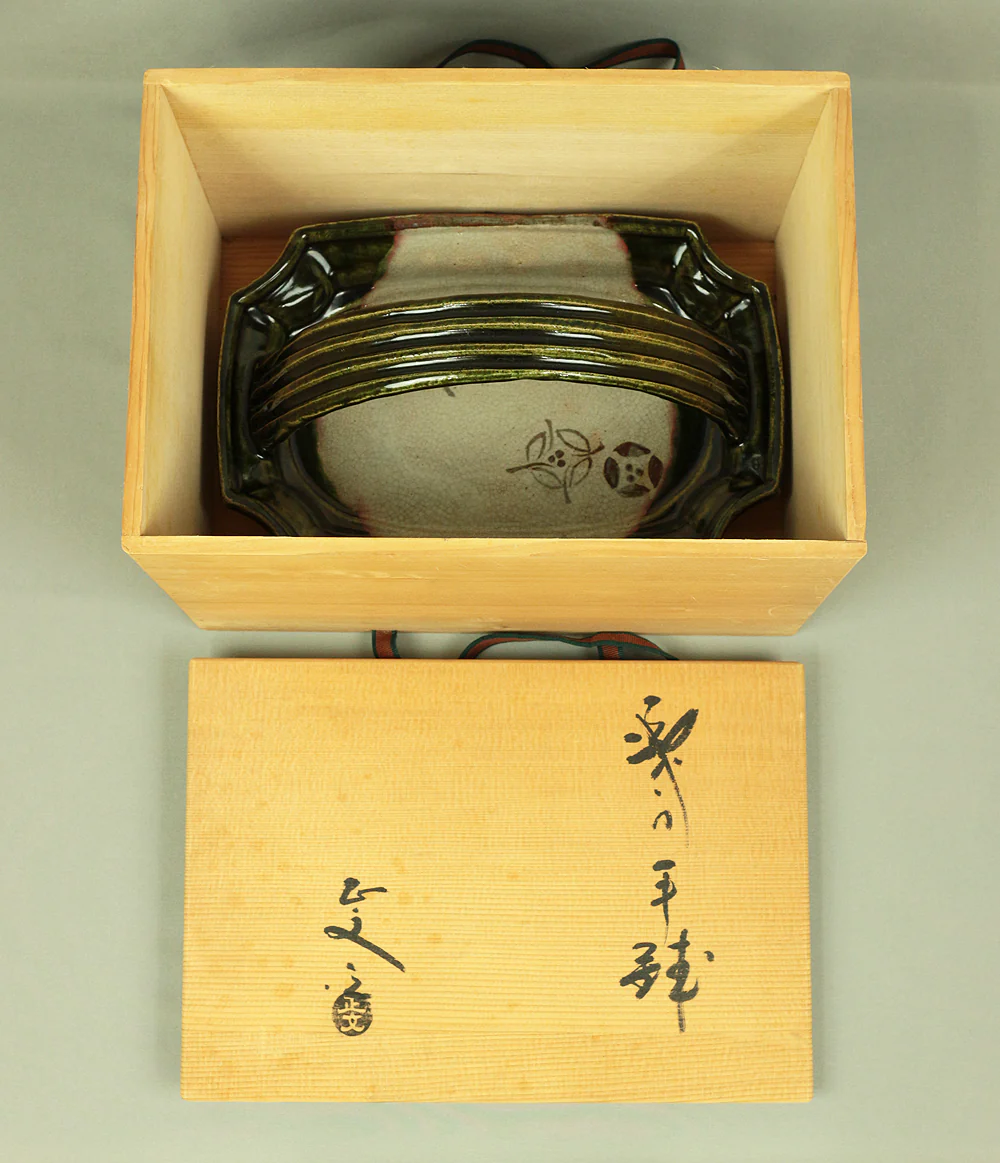 織部 ORIBE ware Handled Bowl 山口正文 YAMAGUCHI MASAFUMI Japanese Tea Ceremony Box V433 / Japan Traditional Tea room utensils Art Pottery - Image 11