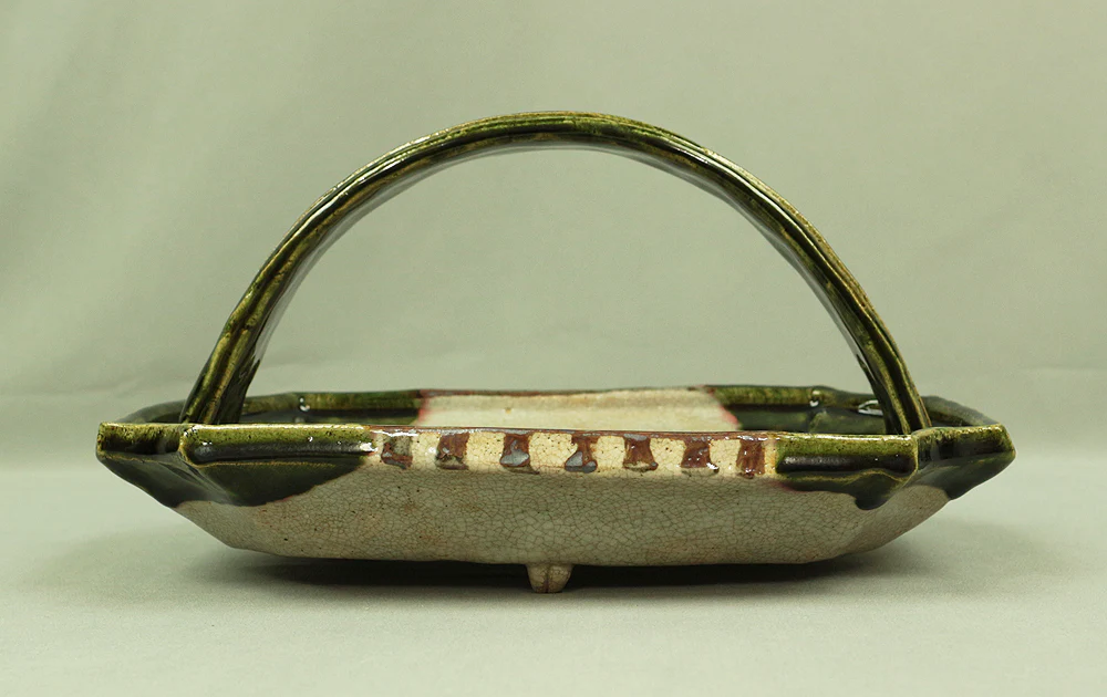 織部 ORIBE ware Handled Bowl 山口正文 YAMAGUCHI MASAFUMI Japanese Tea Ceremony Box V433 / Japan Traditional Tea room utensils Art Pottery - Image 3