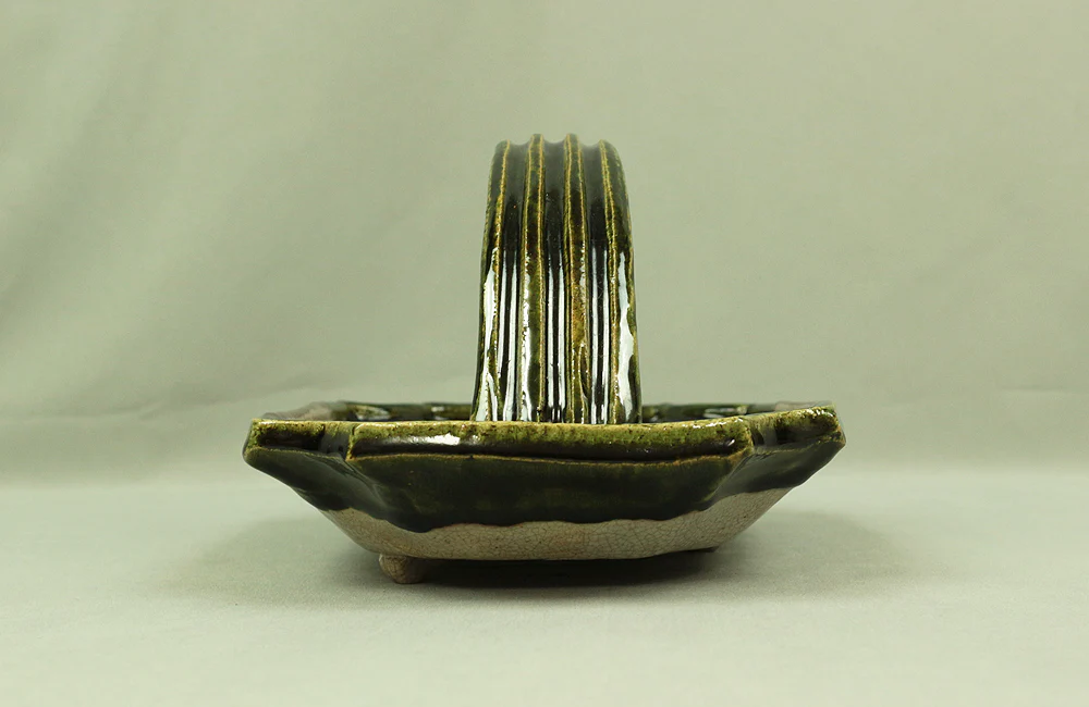 織部 ORIBE ware Handled Bowl 山口正文 YAMAGUCHI MASAFUMI Japanese Tea Ceremony Box V433 / Japan Traditional Tea room utensils Art Pottery - Image 4