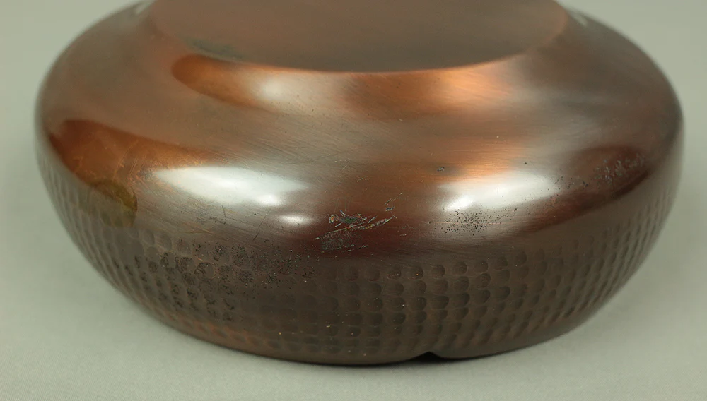 Pure Copper KASHI Confectionery Bowl 錦松堂 KINSHODO Japanese Tea Ceremony with Original box V353 / Japan Art Copper Pine tree Bamboo grass Ume - Image 12