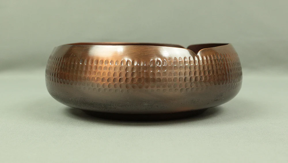 Pure Copper KASHI Confectionery Bowl 錦松堂 KINSHODO Japanese Tea Ceremony with Original box V353 / Japan Art Copper Pine tree Bamboo grass Ume - Image 4