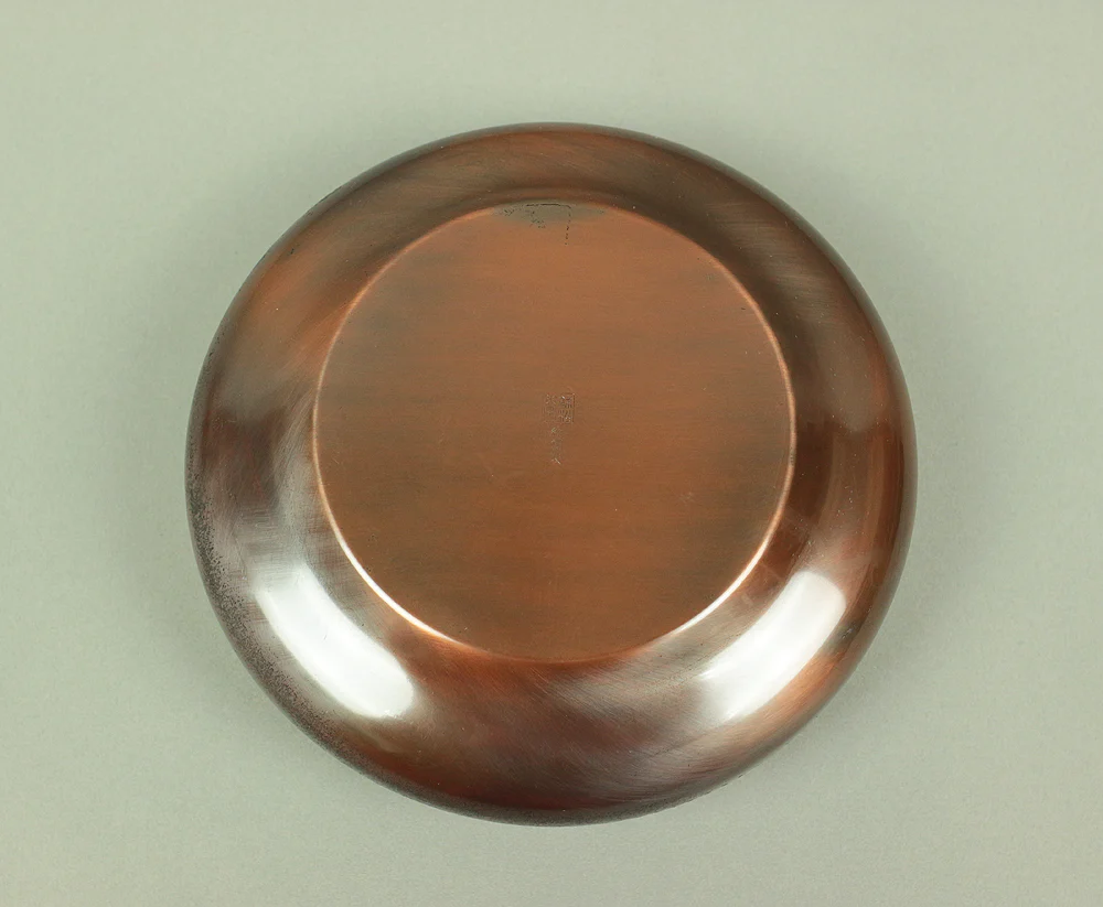 Pure Copper KASHI Confectionery Bowl 錦松堂 KINSHODO Japanese Tea Ceremony with Original box V353 / Japan Art Copper Pine tree Bamboo grass Ume - Image 9