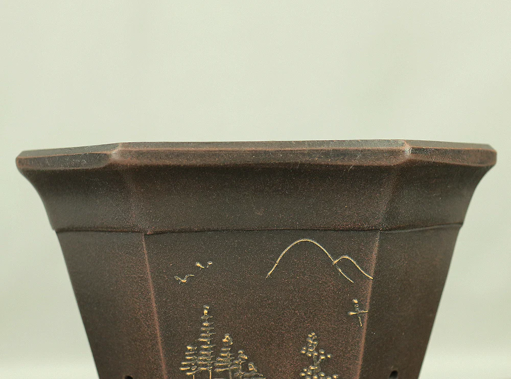 Purple Clay Sansui Landscape Design Rectangle Chinese Bonsai pot VA563 - Image 10