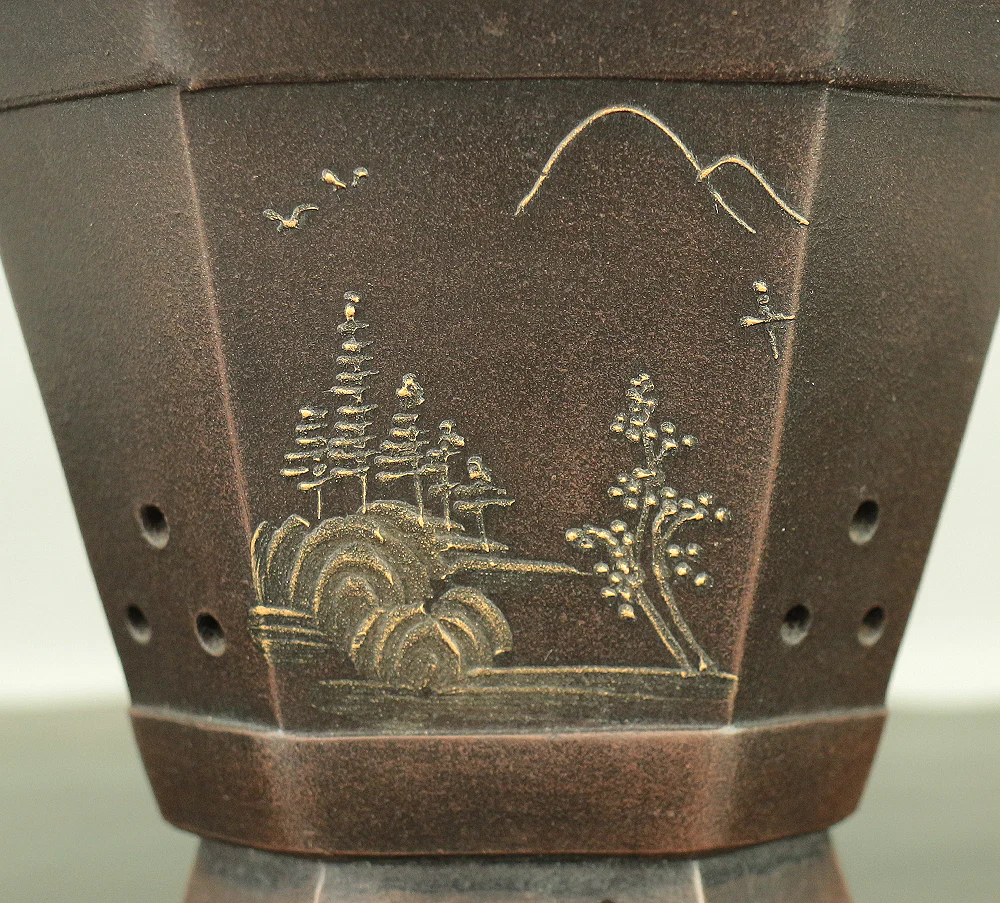 Purple Clay Sansui Landscape Design Rectangle Chinese Bonsai pot VA563 - Image 11