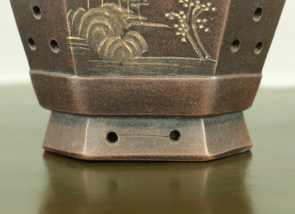 Purple Clay Sansui Landscape Design Rectangle Chinese Bonsai pot VA563 - Image 12