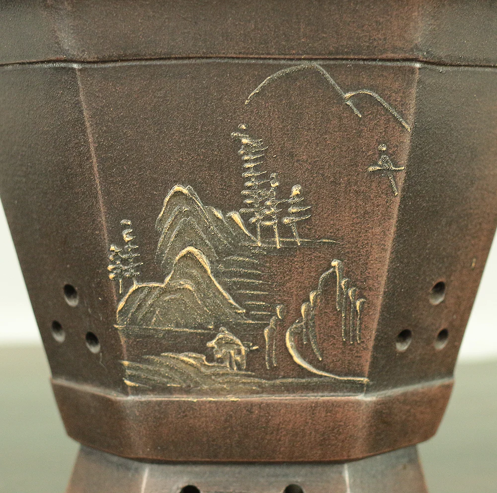 Purple Clay Sansui Landscape Design Rectangle Chinese Bonsai pot VA563 - Image 14