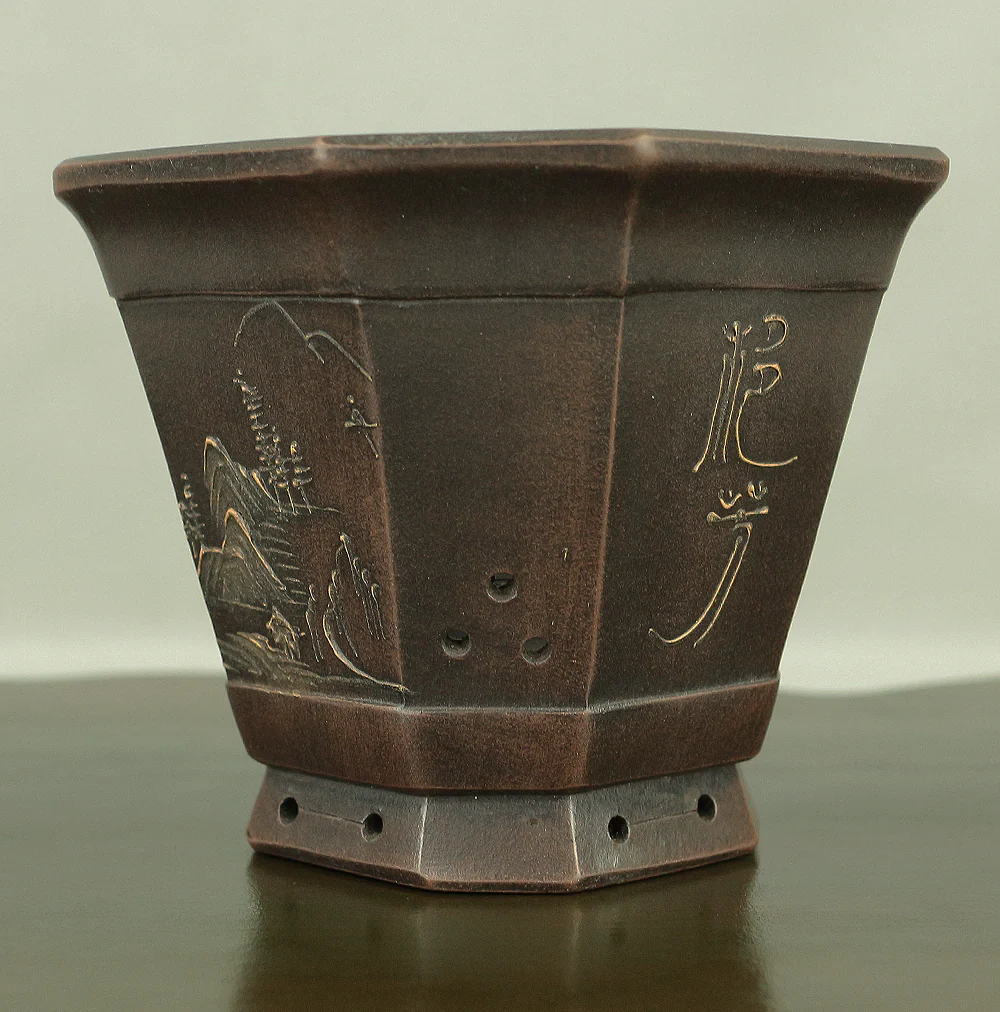 Purple Clay Sansui Landscape Design Rectangle Chinese Bonsai pot VA563 - Image 5