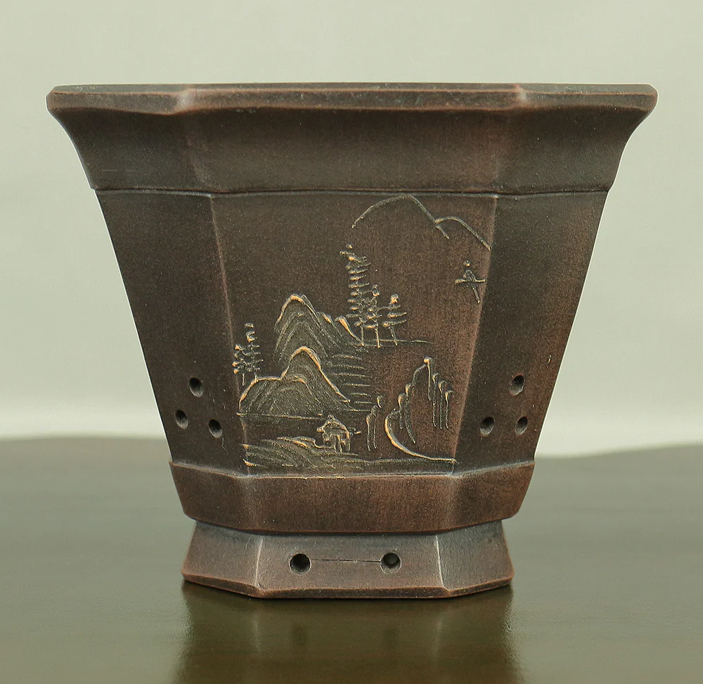 Purple Clay Sansui Landscape Design Rectangle Chinese Bonsai pot VA563 - Image 6