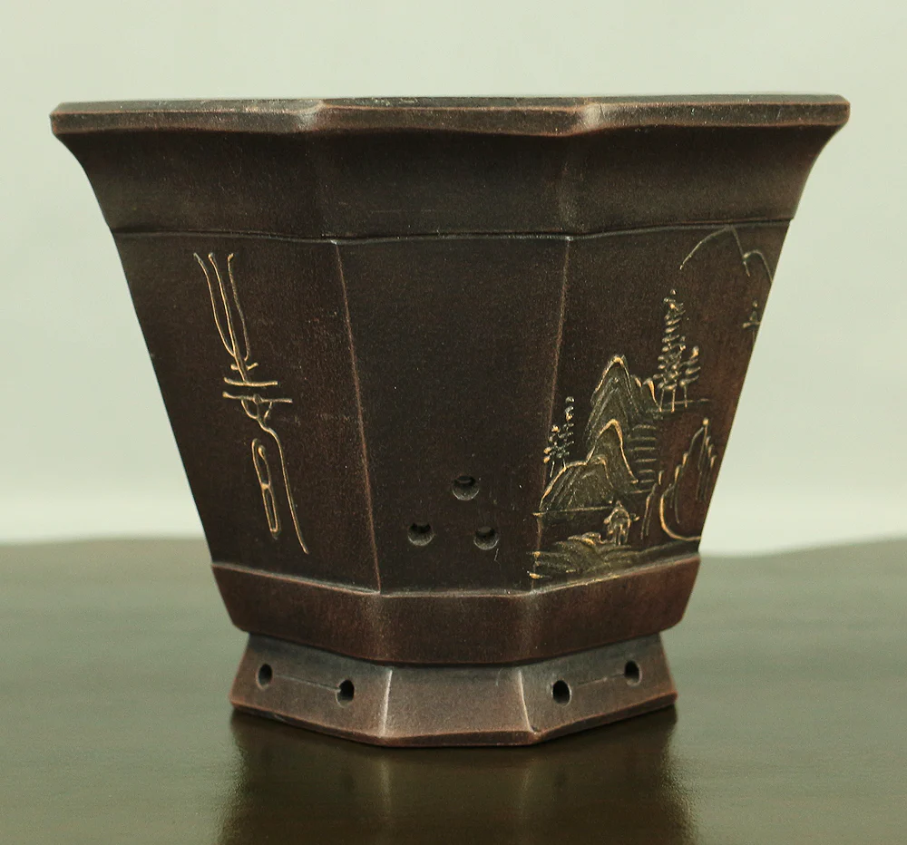 Purple Clay Sansui Landscape Design Rectangle Chinese Bonsai pot VA563 - Image 7
