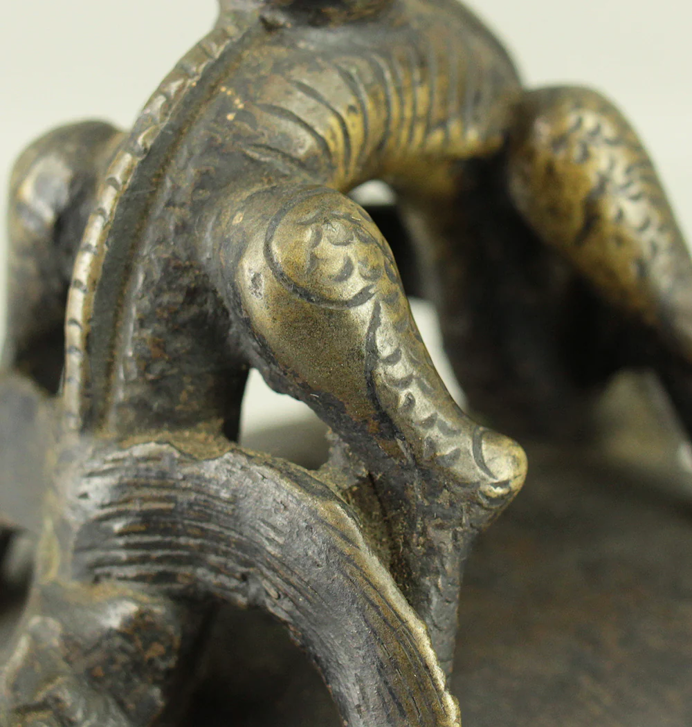 Qing Dynasty Bronze Beast Decorated Temple Bell Hanging Bell Bonsho 20cm 2.5kg with Bell Hammer and Box VA714 - Image 20