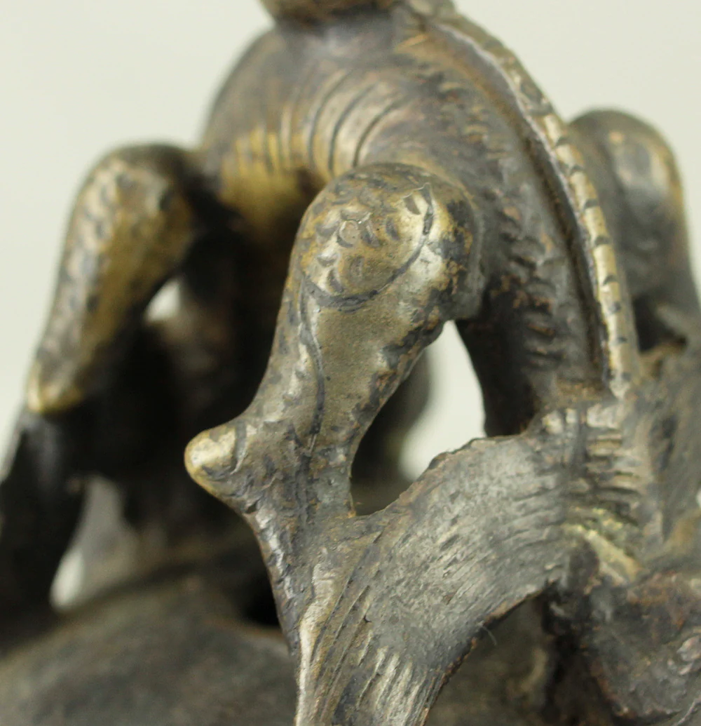 Qing Dynasty Bronze Beast Decorated Temple Bell Hanging Bell Bonsho 20cm 2.5kg with Bell Hammer and Box VA714 - Image 21