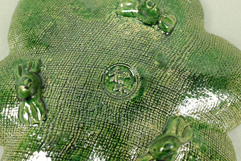 楽焼 RAKU ware Five Colored Plates Maple Leaf design 川崎和楽 KAWASAKI WARAKU Box V362 / Japanese Art Crafts Post-1940 Dish Kiln - Image 18